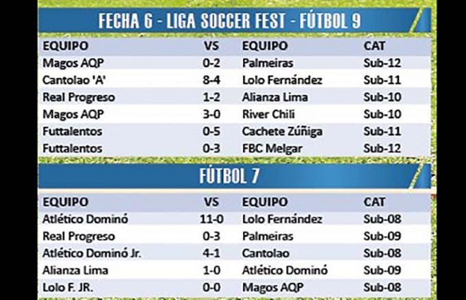 Resultados de la Liga Soccer Fest