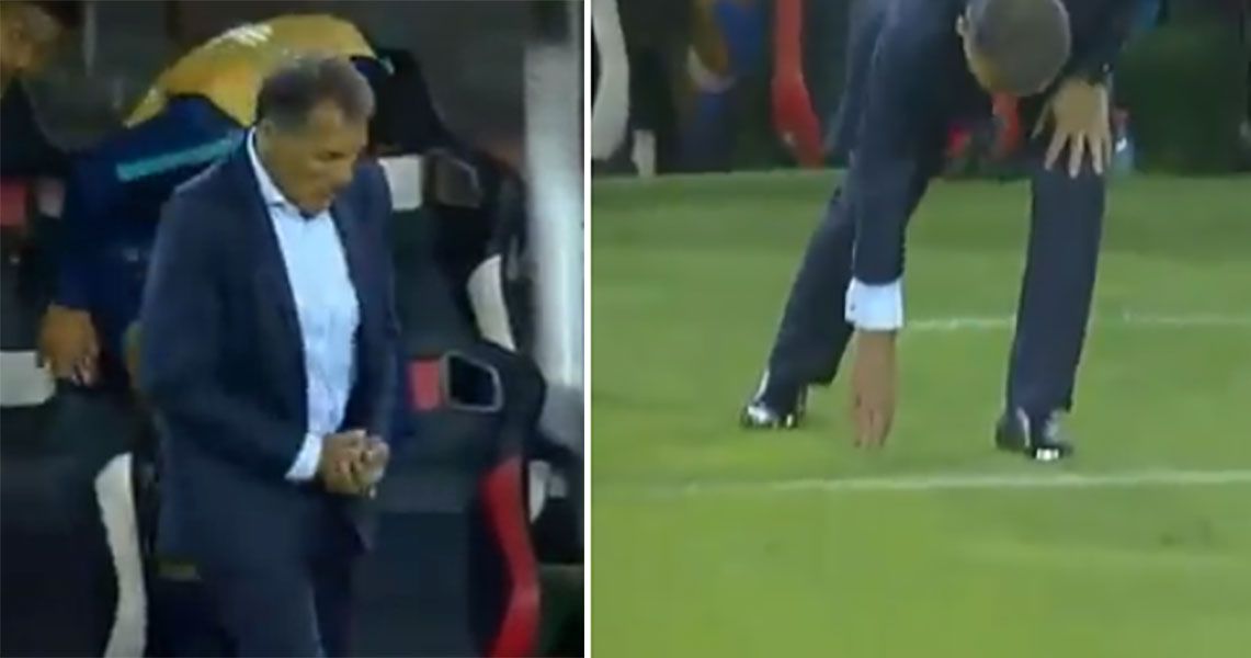 [VIDEO] Entrenador de Alianza come chicle que se le cae y llama la atención de Conmebol