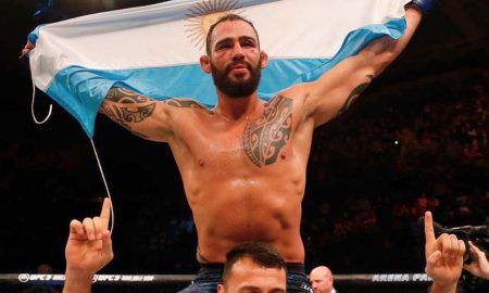 Santiago Ponzinibbio tras ganar su pelea en el debut de UFC en Argentina.