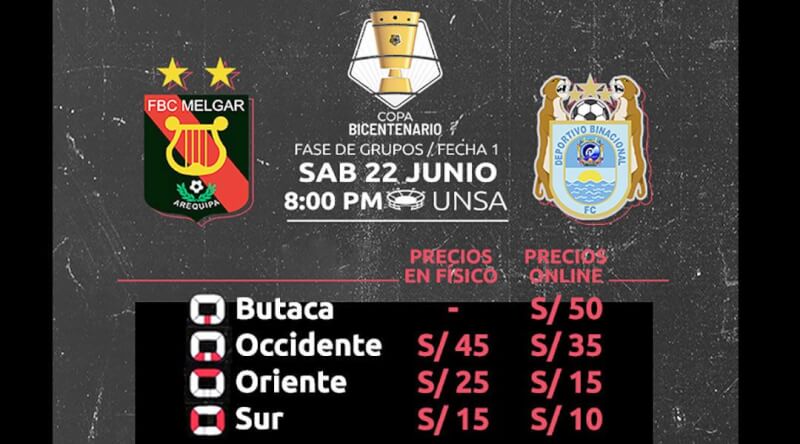 Entradas para el FBC Melgar vs. Binacional ya están a la venta