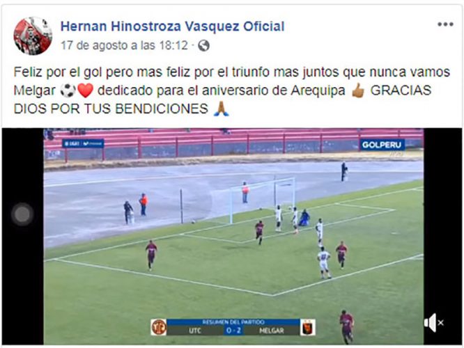 Hernán Hinostroza recupera su nivel y Melgar lo festeja